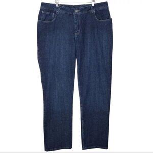 NWT Riders by Lee Women's Dark Blue Denim Relaxed Fit Straight Leg Jeans Sz 22W